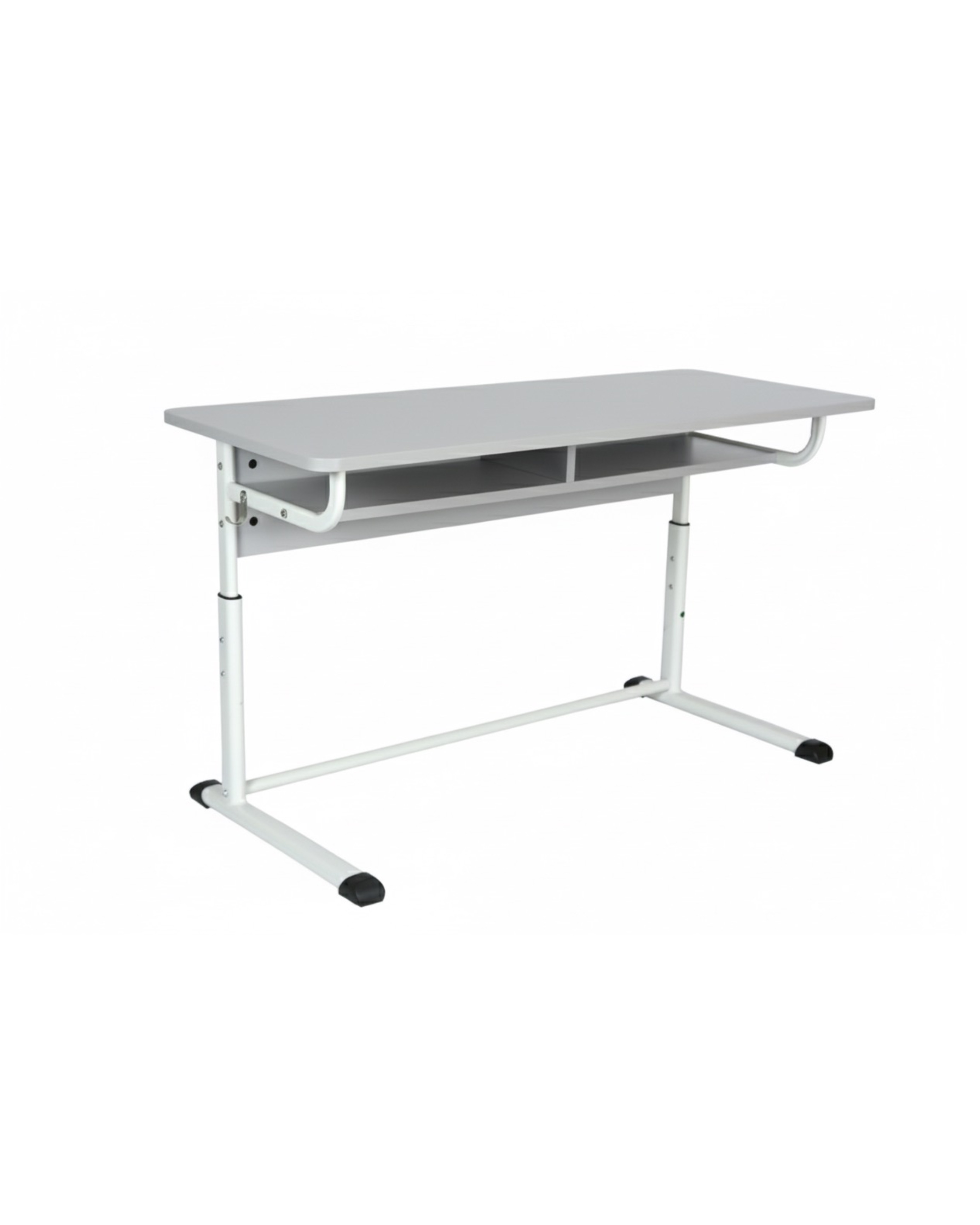 Стіл учнівський 2-місний на плоскоовальній трубі, ЛДСП (сіре), регульований по висоті, №4-7, 1200х500х640-820 мм., АНШАР ГРУП